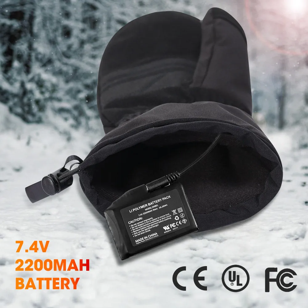 S67E Heated Rechargeable Snow Mitts with 7.4V 2200mAh Battery