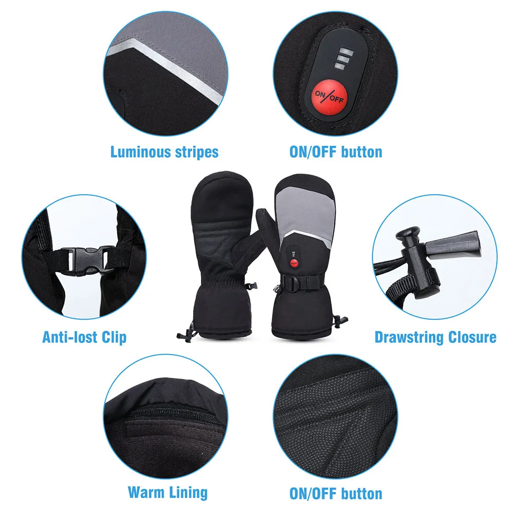 S67E Heated Rechargeable Snow Mitts with 7.4V 2200mAh Battery