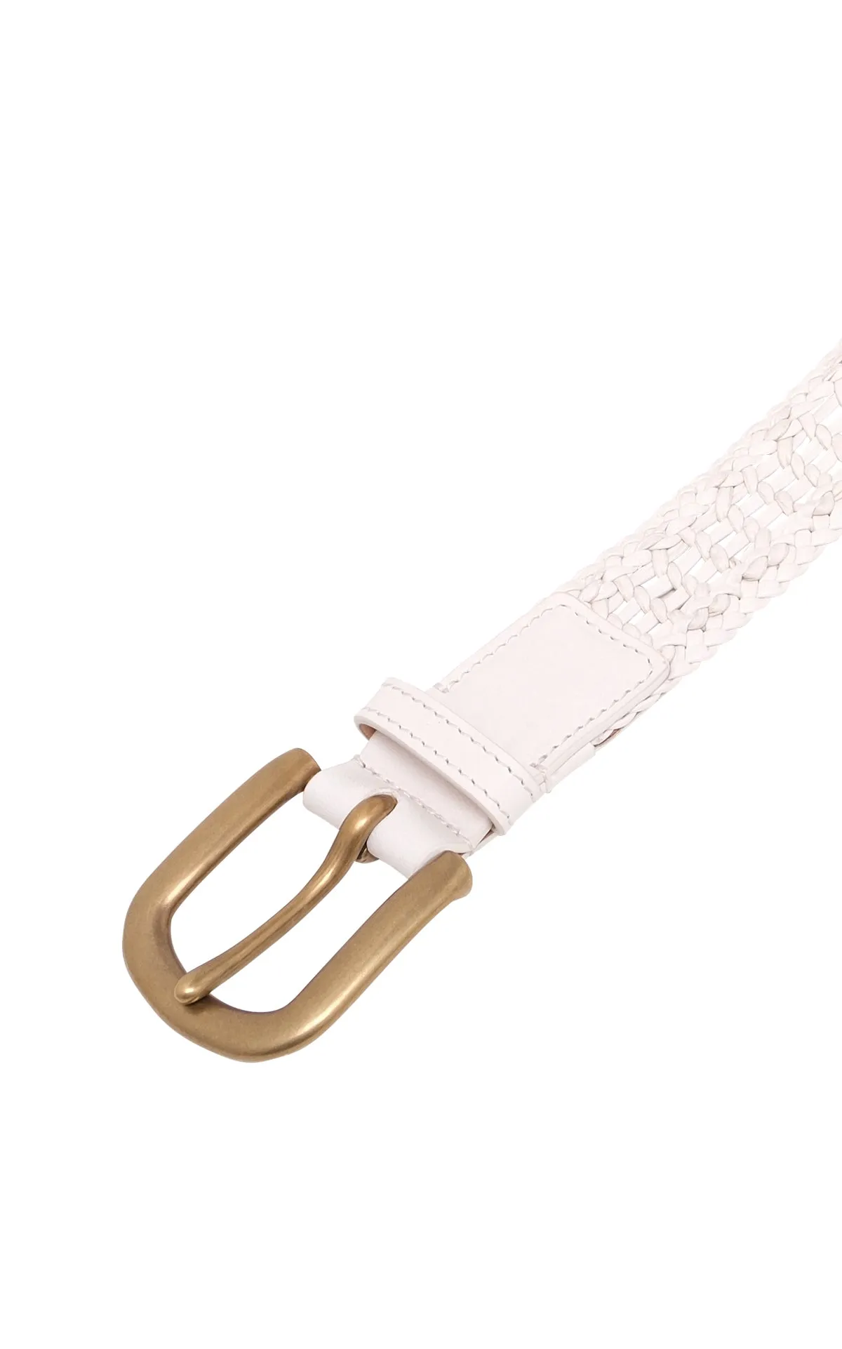 Sam Braided Belt in Ivory Leather