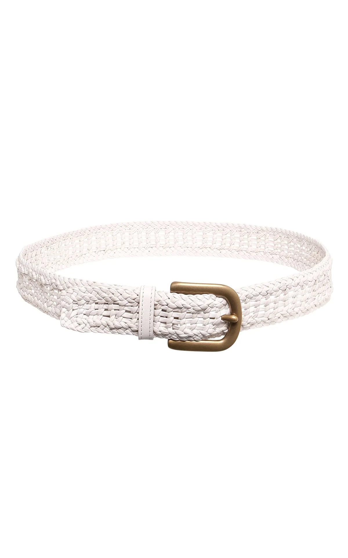 Sam Braided Belt in Ivory Leather