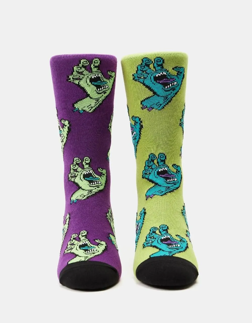 Santa Cruz Multi Hand 2 Pack Crew Socks - Purple & Green