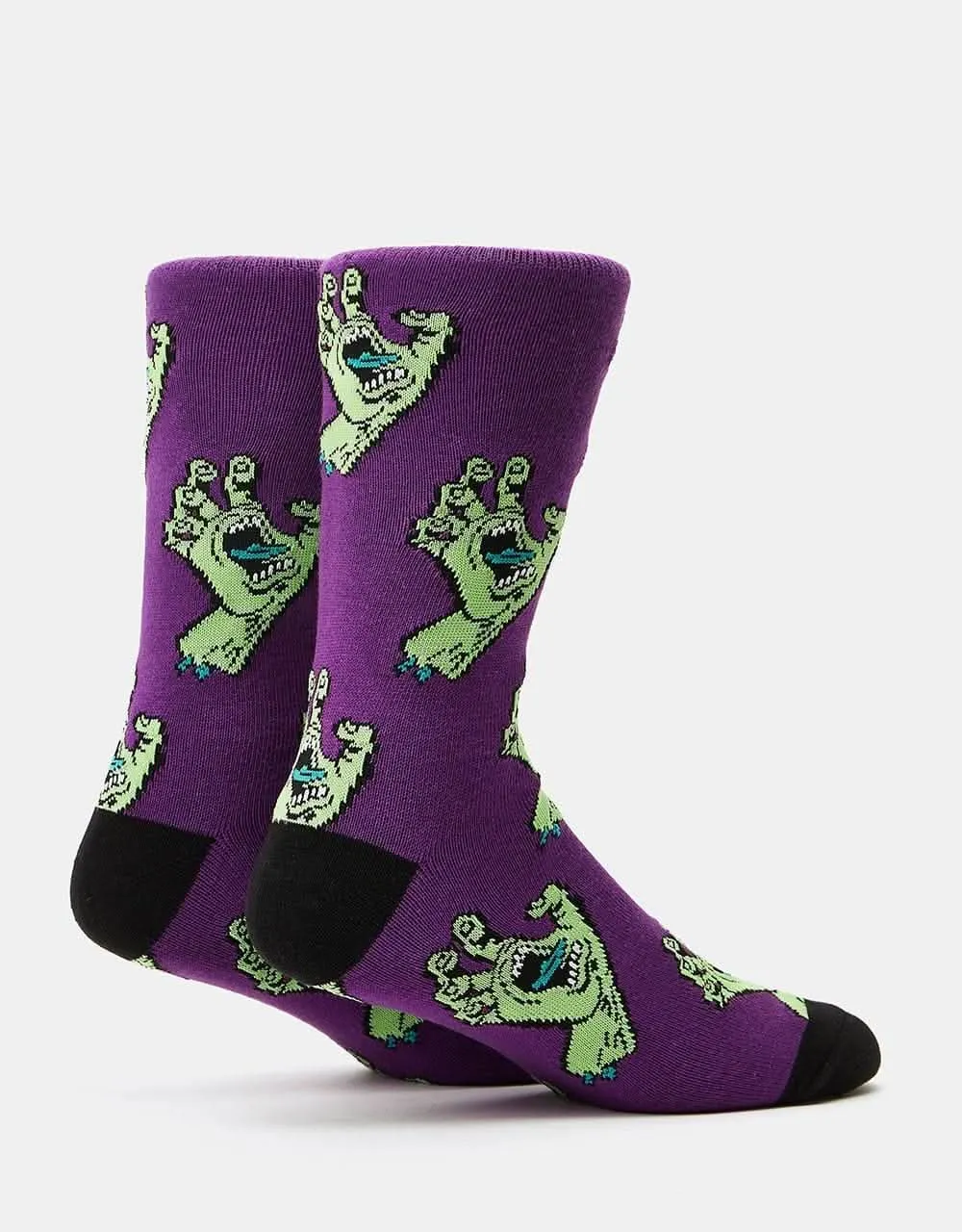 Santa Cruz Multi Hand 2 Pack Crew Socks - Purple & Green