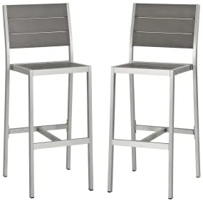 Shore Armless Bar Stool Outdoor Patio Aluminum Set Of 2