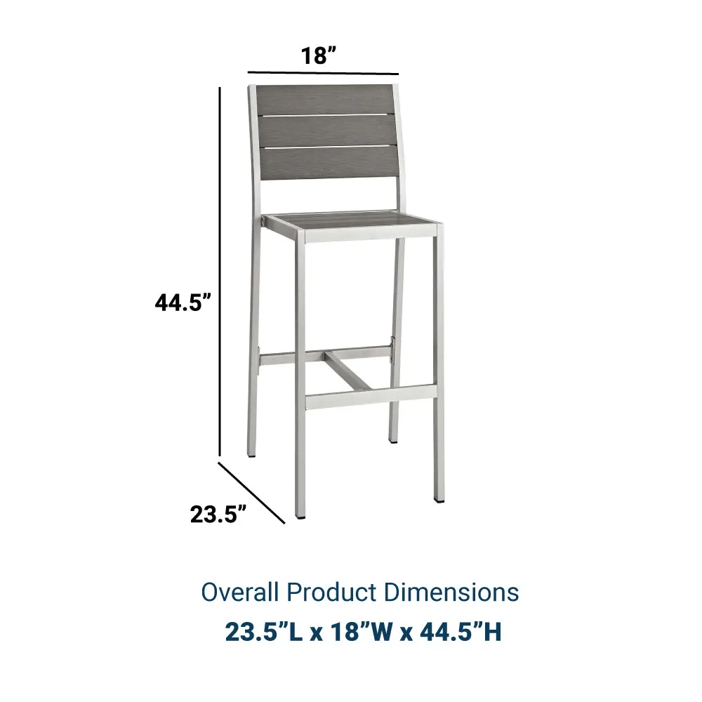 Shore Armless Bar Stool Outdoor Patio Aluminum Set Of 2