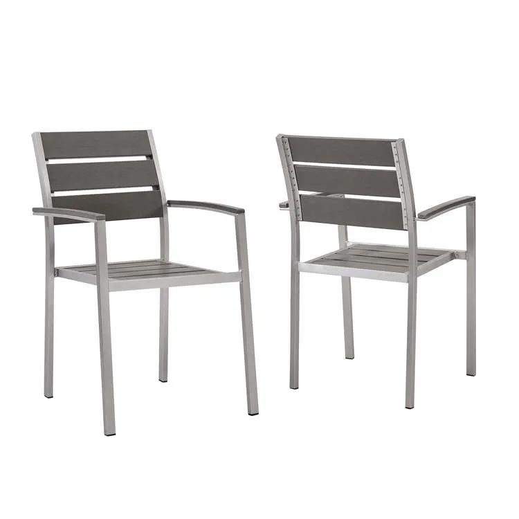 Shore Outdoor Patio Aluminum Dining Armchairs Set of 2