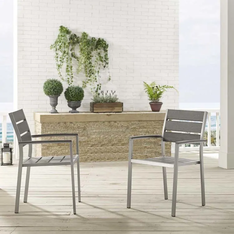 Shore Outdoor Patio Aluminum Dining Armchairs Set of 2