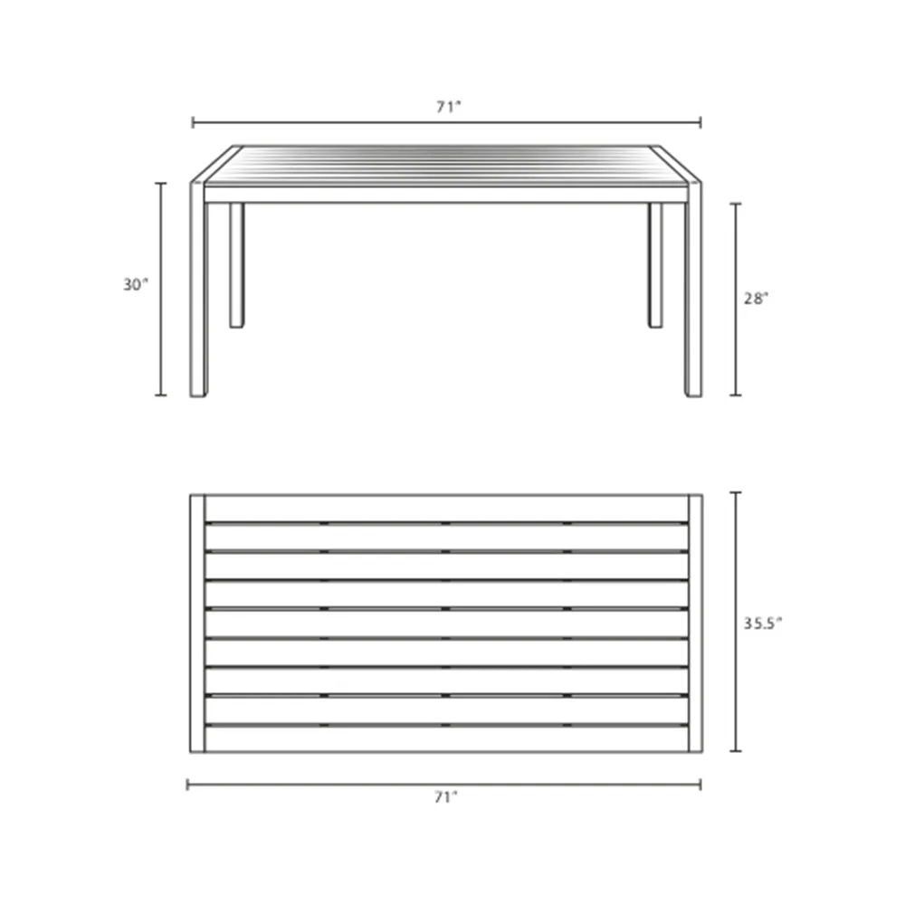 Shore Outdoor Patio Aluminum Dining Table