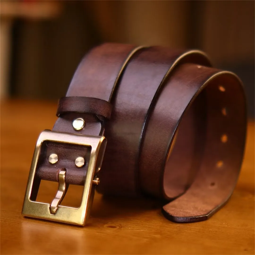 Signature Cowskin Belt with Copper Accent