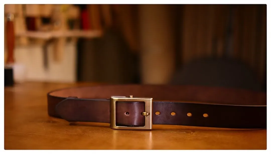 Signature Cowskin Belt with Copper Accent