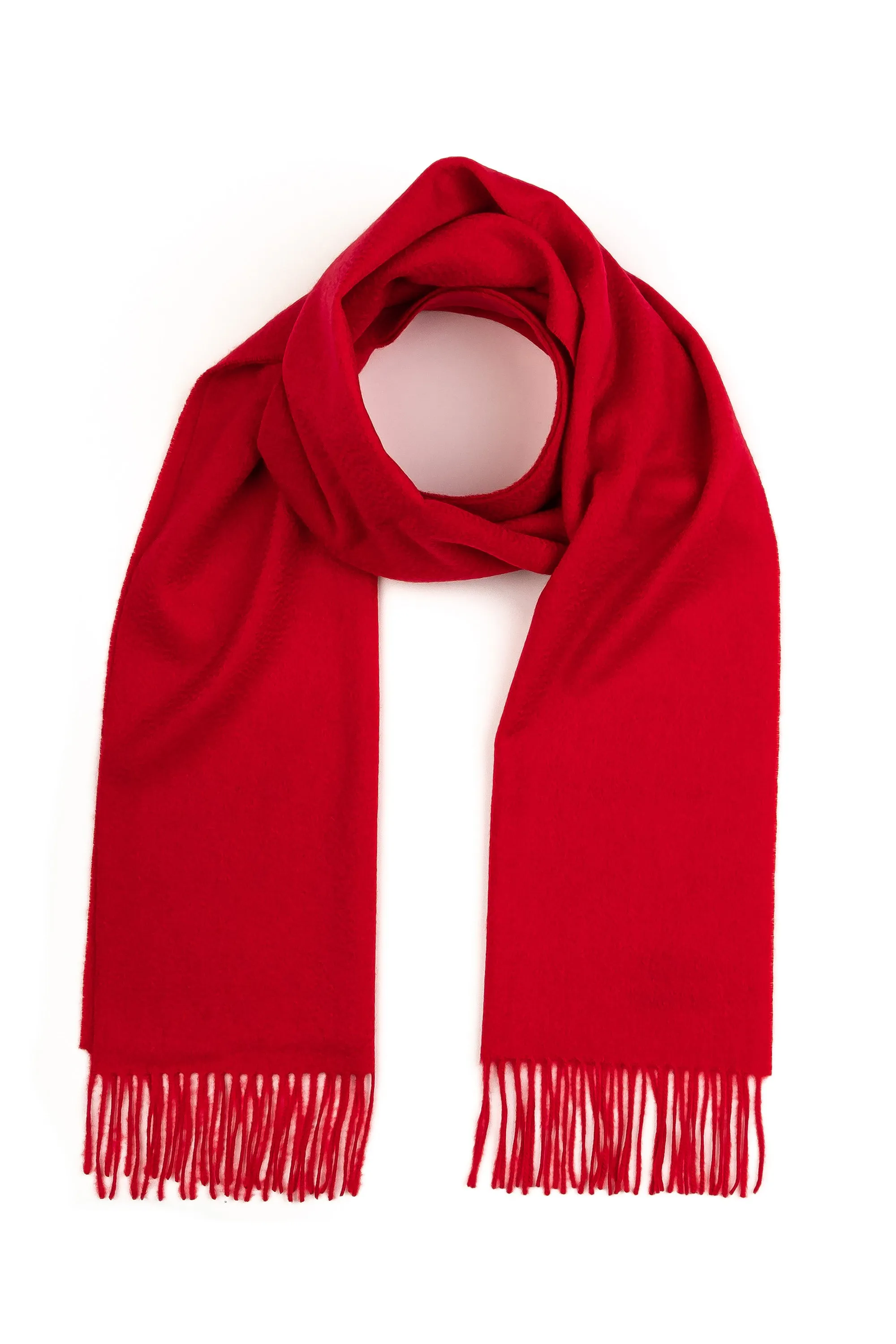 Solid Cashmere Wide Scarf - Chinese Red