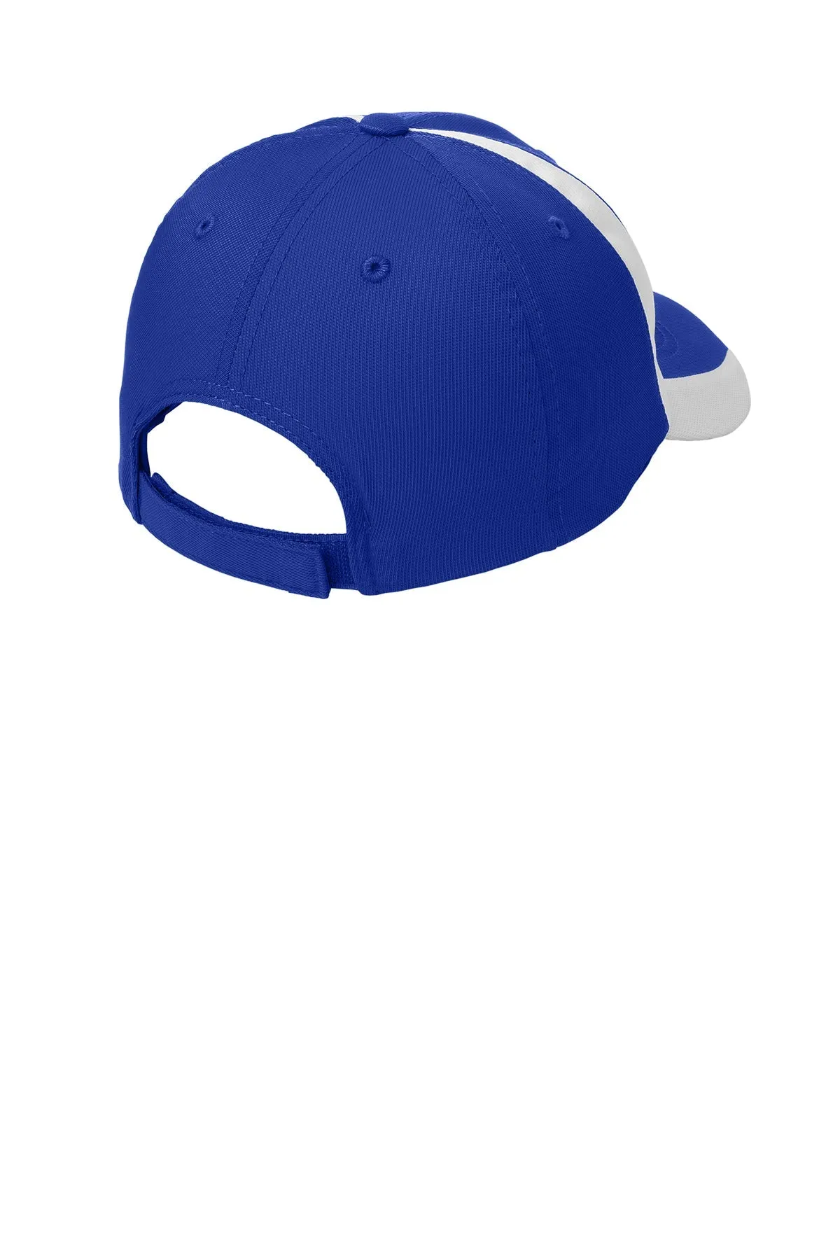 Sport-Tek Dry Zone Nylon Branded Colorblock Caps, True Royal/White