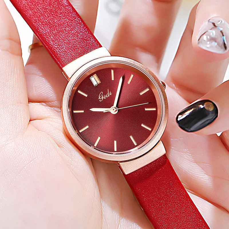 Stylish minimalist waterproof belt women's watch