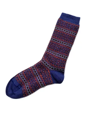 Tey-Art Alhambra Striped Alpaca Socks- Blue