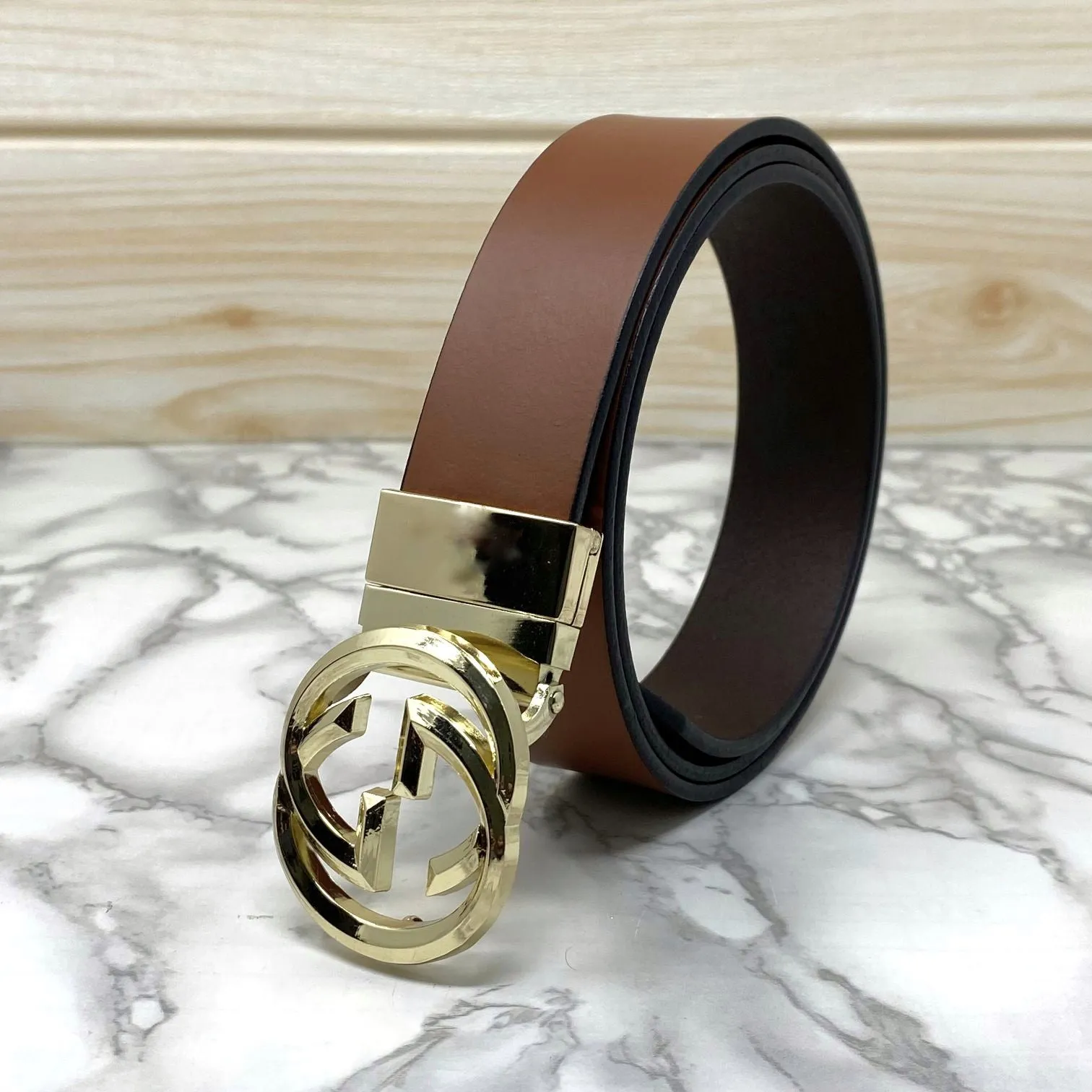 Trendy Round Leather Strap Belt For Men-JonasParamount