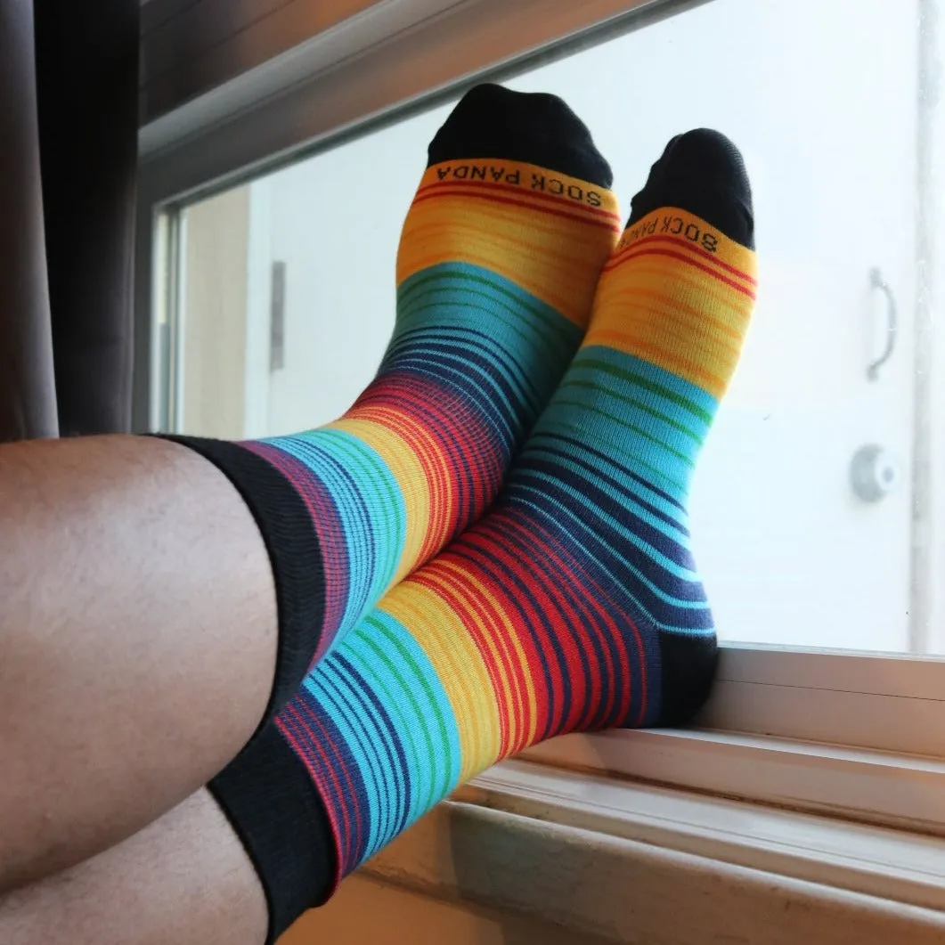 Vibrant Rainbow Stripes Socks from the Sock Panda