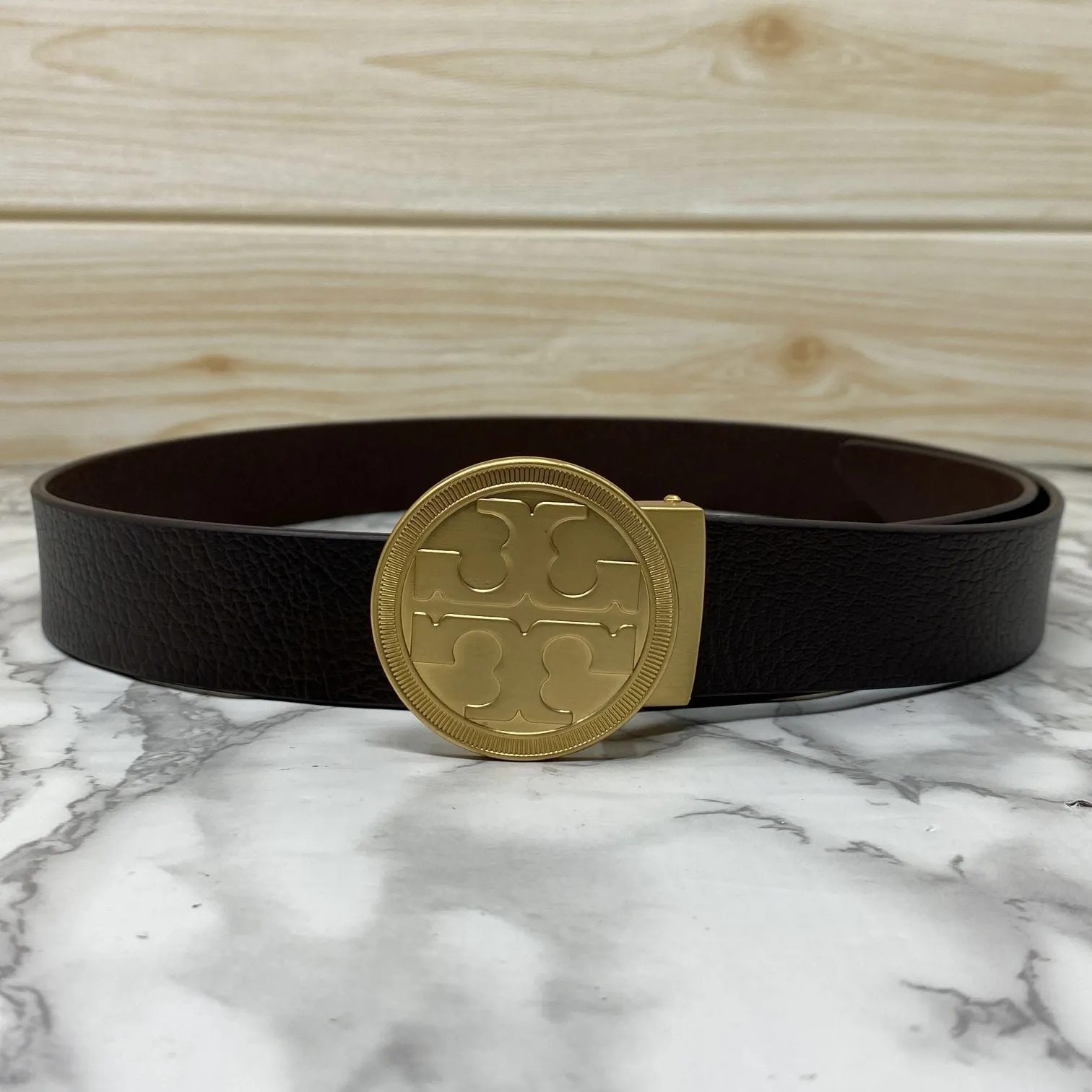 Vintage Round Buckle Belt With Leather Strap-JonasParamount