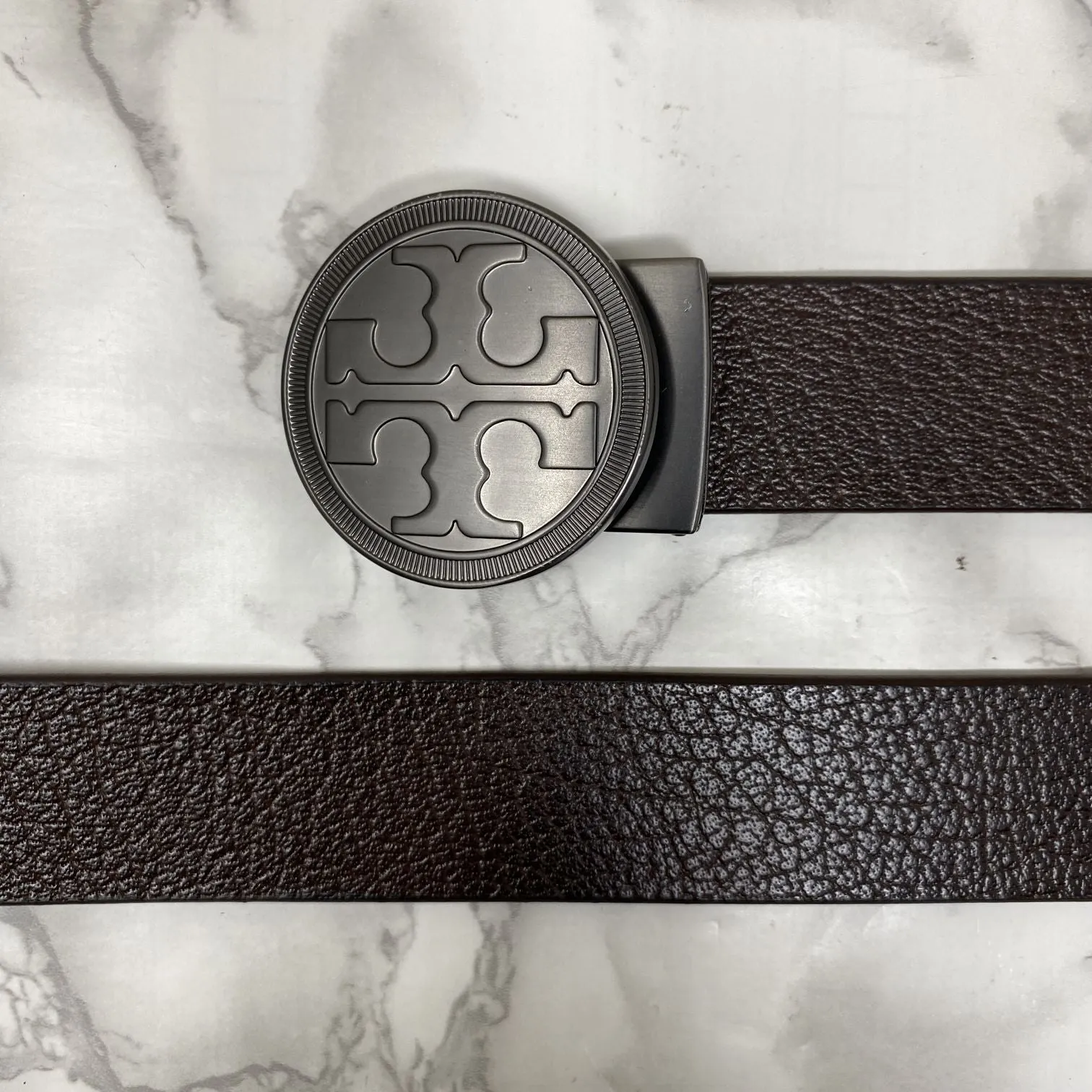 Vintage Round Buckle Belt With Leather Strap-JonasParamount