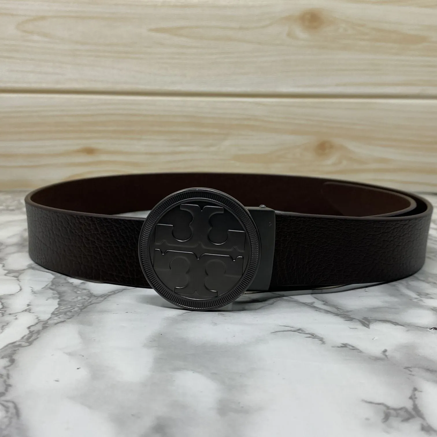 Vintage Round Buckle Belt With Leather Strap-JonasParamount