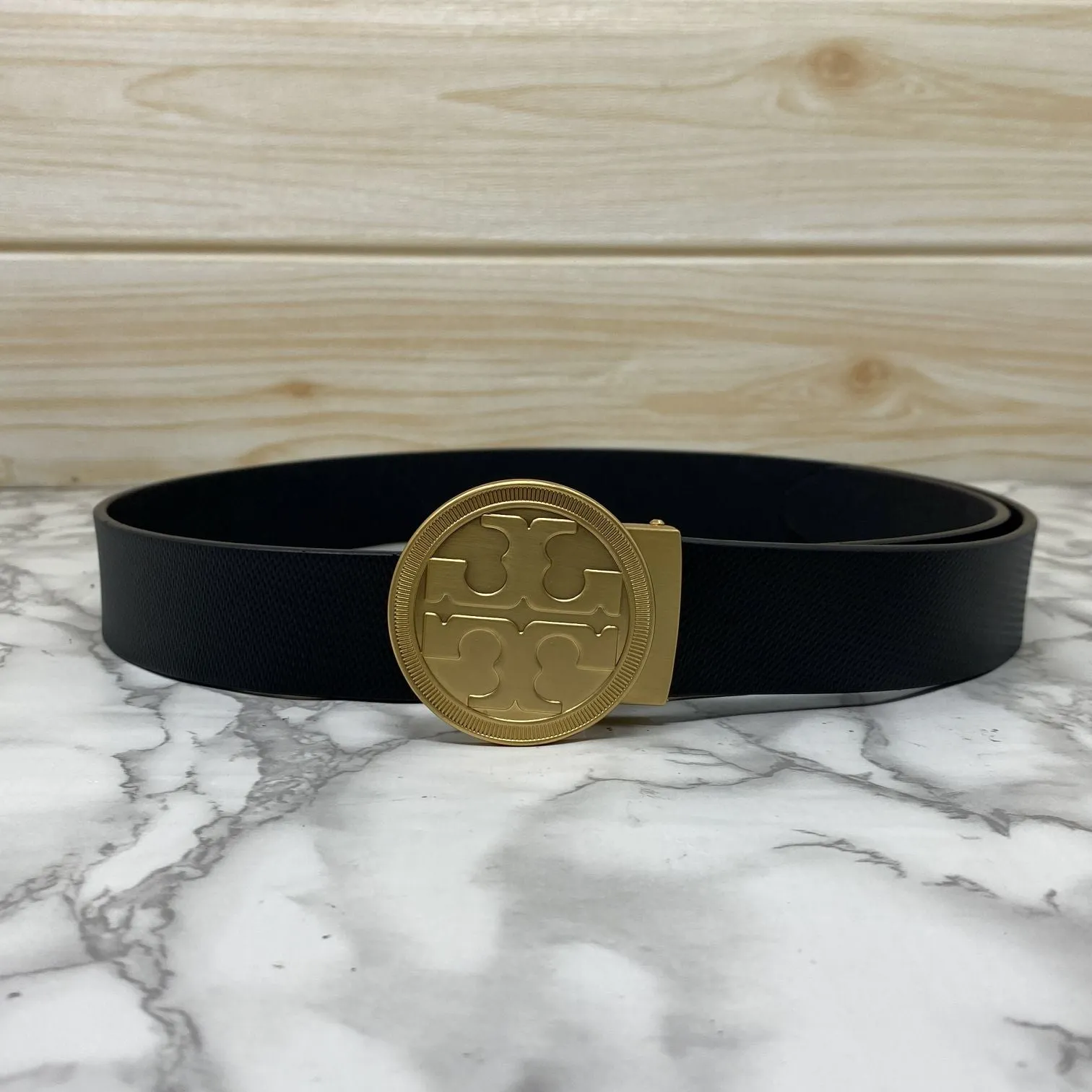 Vintage Round Buckle Belt With Leather Strap-JonasParamount