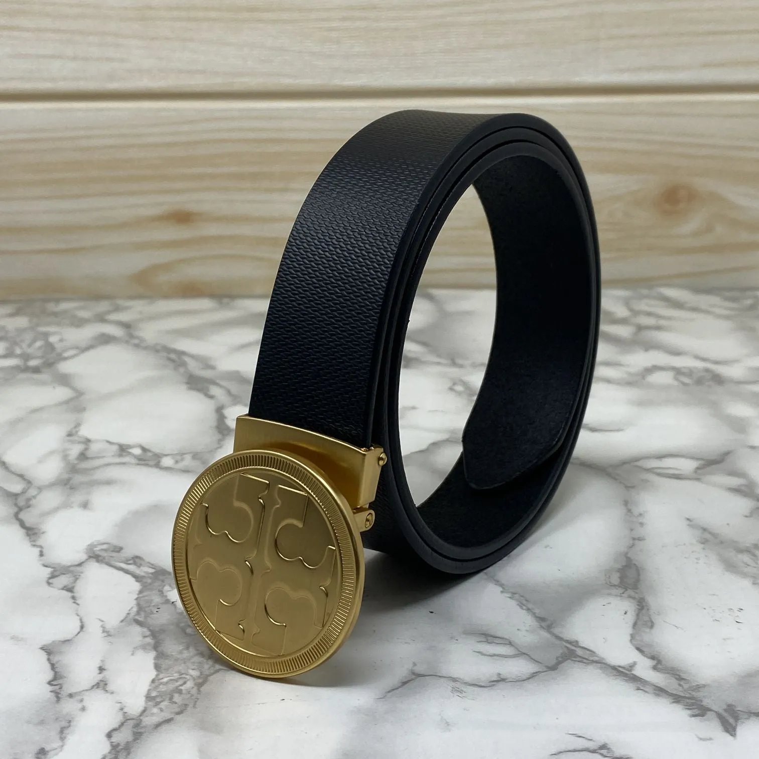 Vintage Round Buckle Belt With Leather Strap-JonasParamount