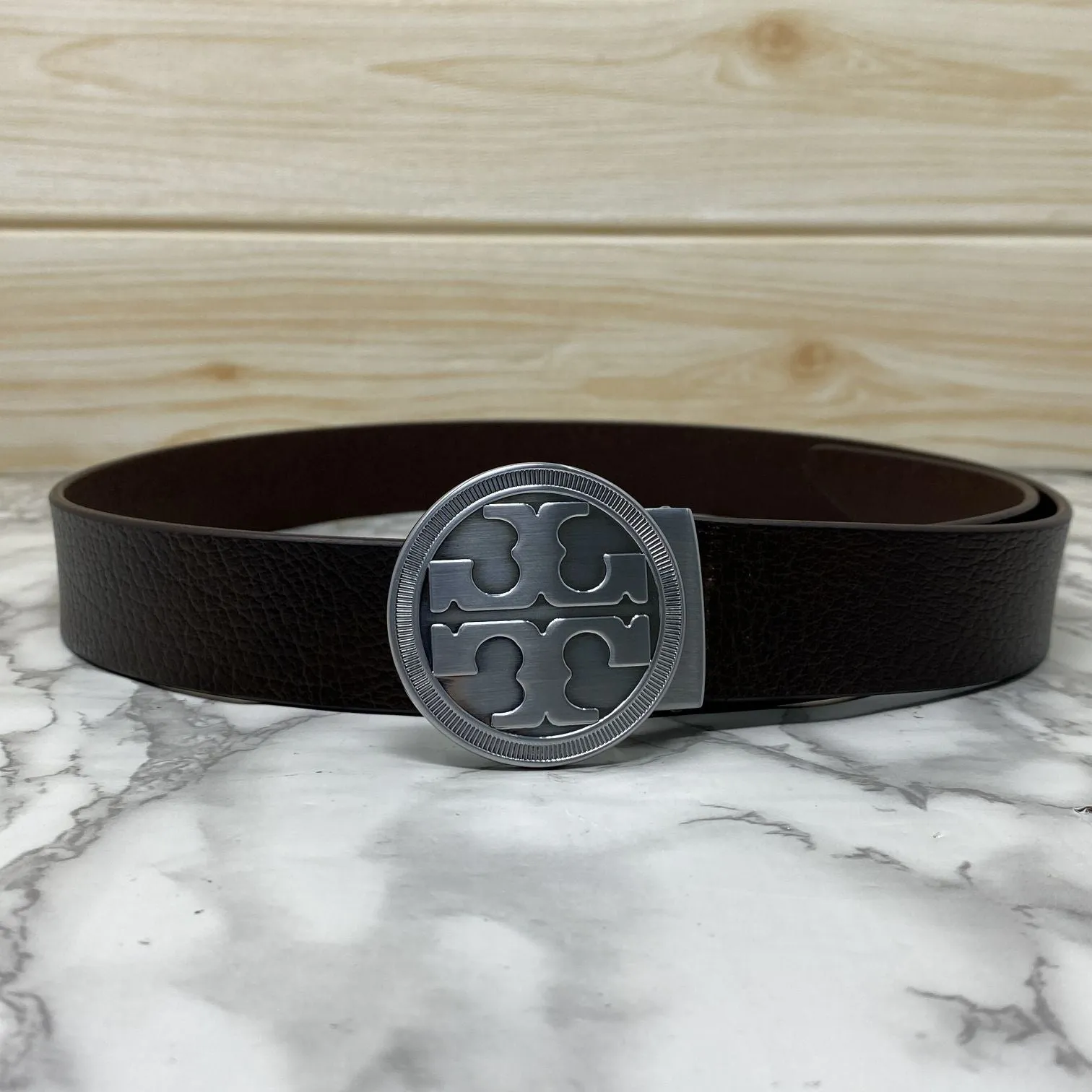 Vintage Round Buckle Belt With Leather Strap-JonasParamount