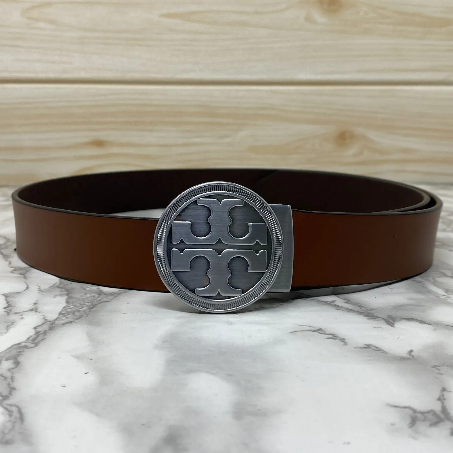 Vintage Round Buckle Belt With Leather Strap-JonasParamount