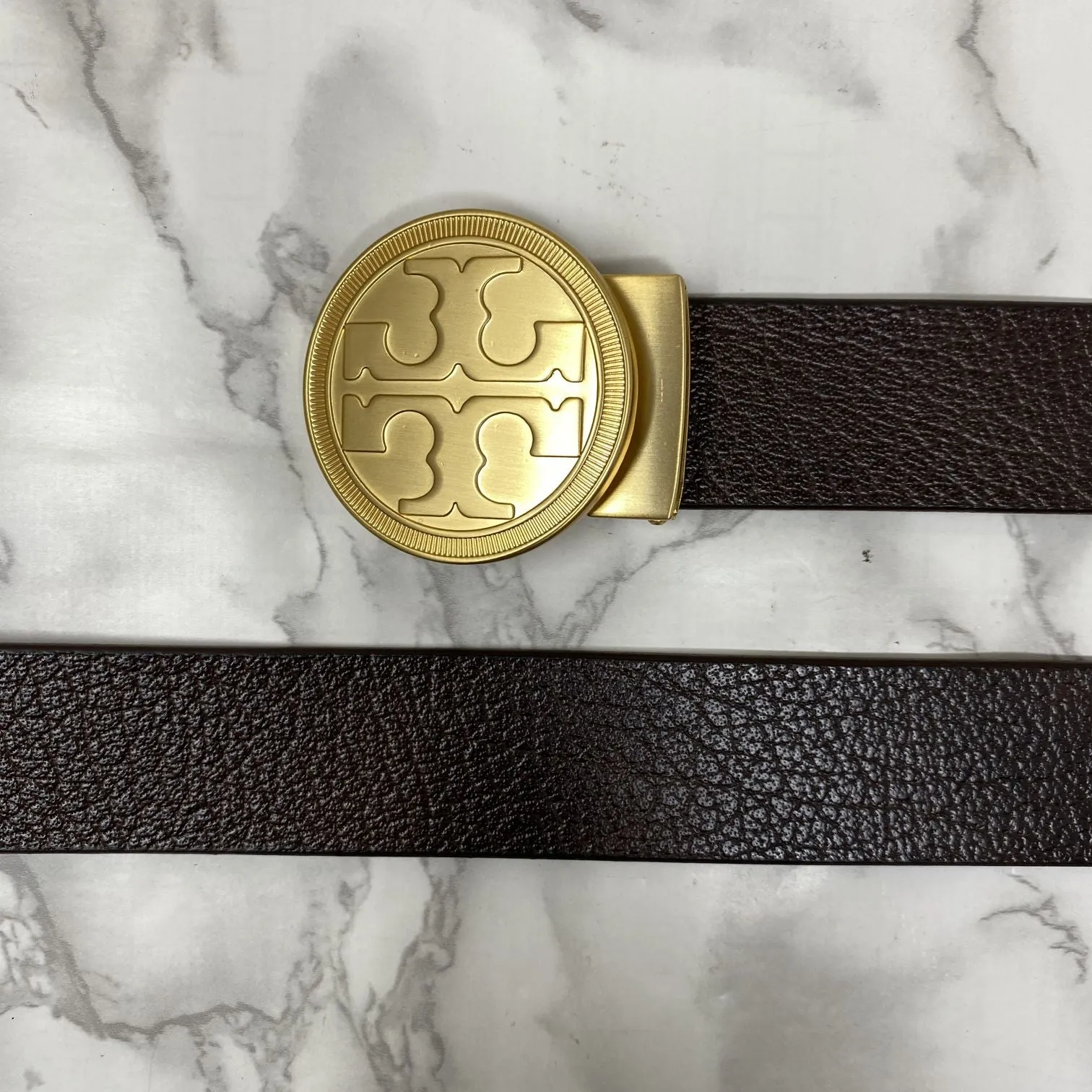 Vintage Round Buckle Belt With Leather Strap-JonasParamount