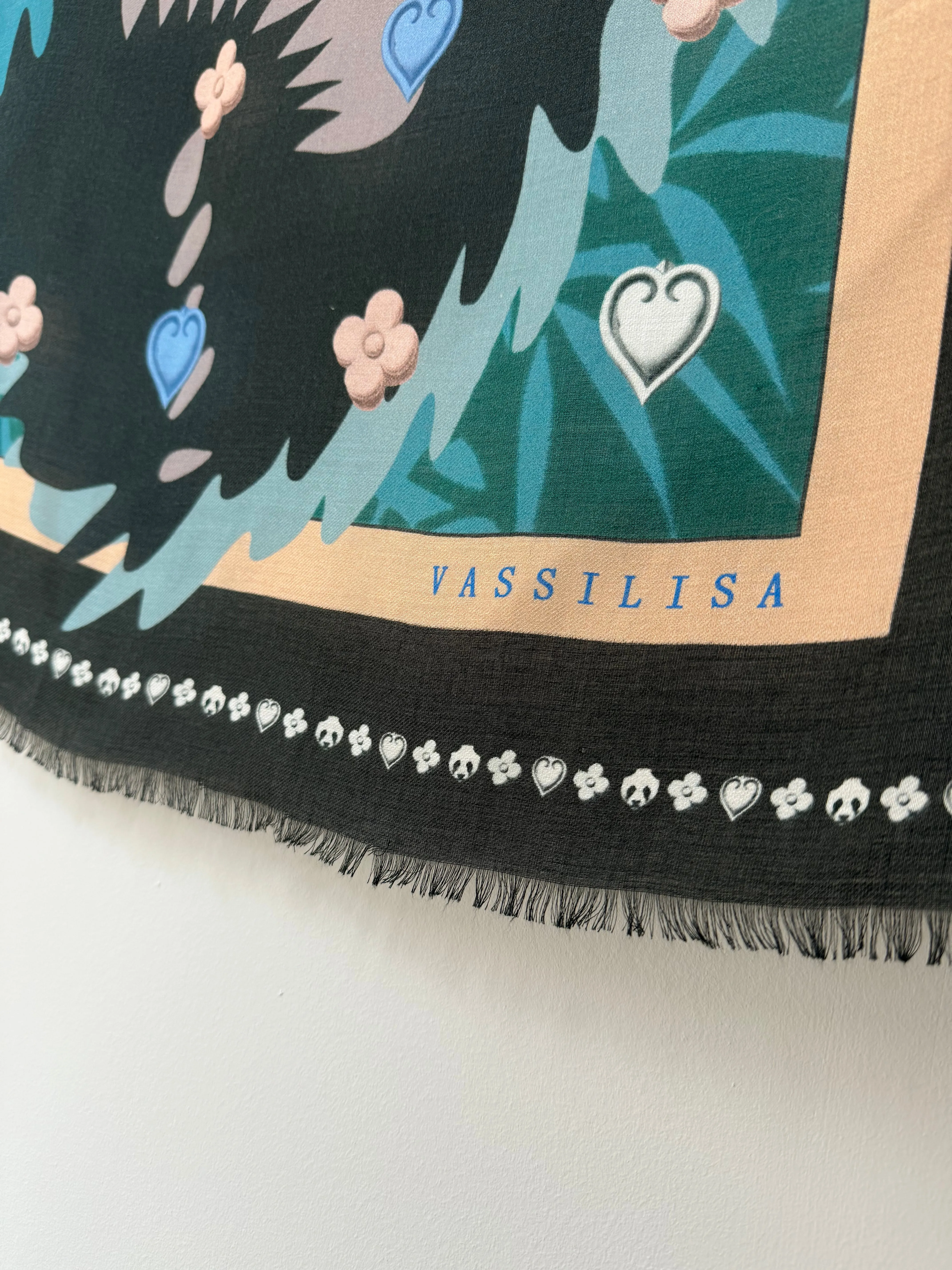 VL-7006 “PANDA LOVE" - VASSILISA DIGITAL PRINT CASHMERE MODAL SCARF. MADE IN ITALY