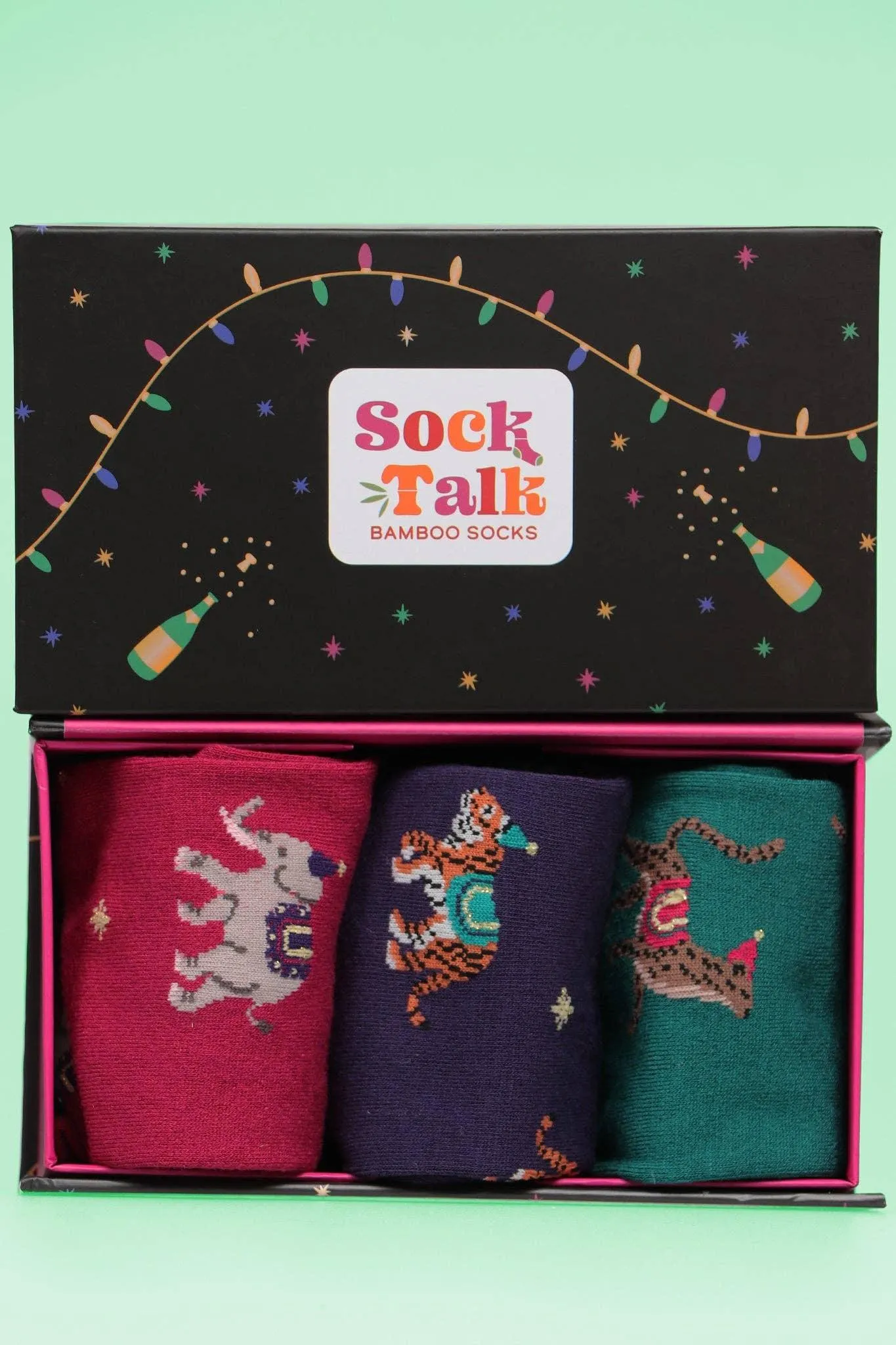 Women's Party Animals Bamboo Socks Gift Set Box