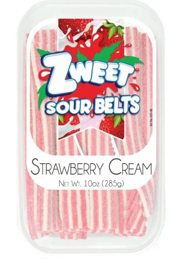 Zweet Sour Belts Strawberry Cream 10oz